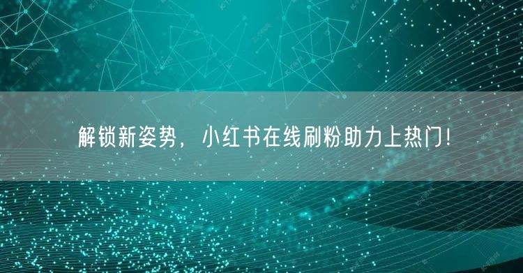 解锁新姿势，小红书在线刷粉助力上热门！