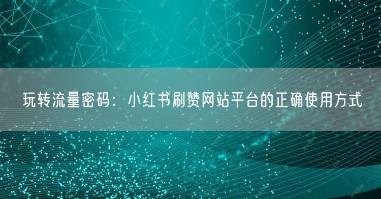 玩转流量密码：小红书刷赞网站平台的正确使用方式